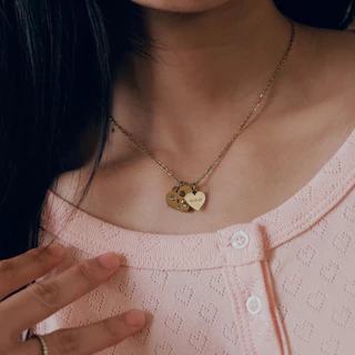 Je t'aime necklace (2 heart with engrave) / สร้อย locket หัวใจ (สลักจี้ได้)