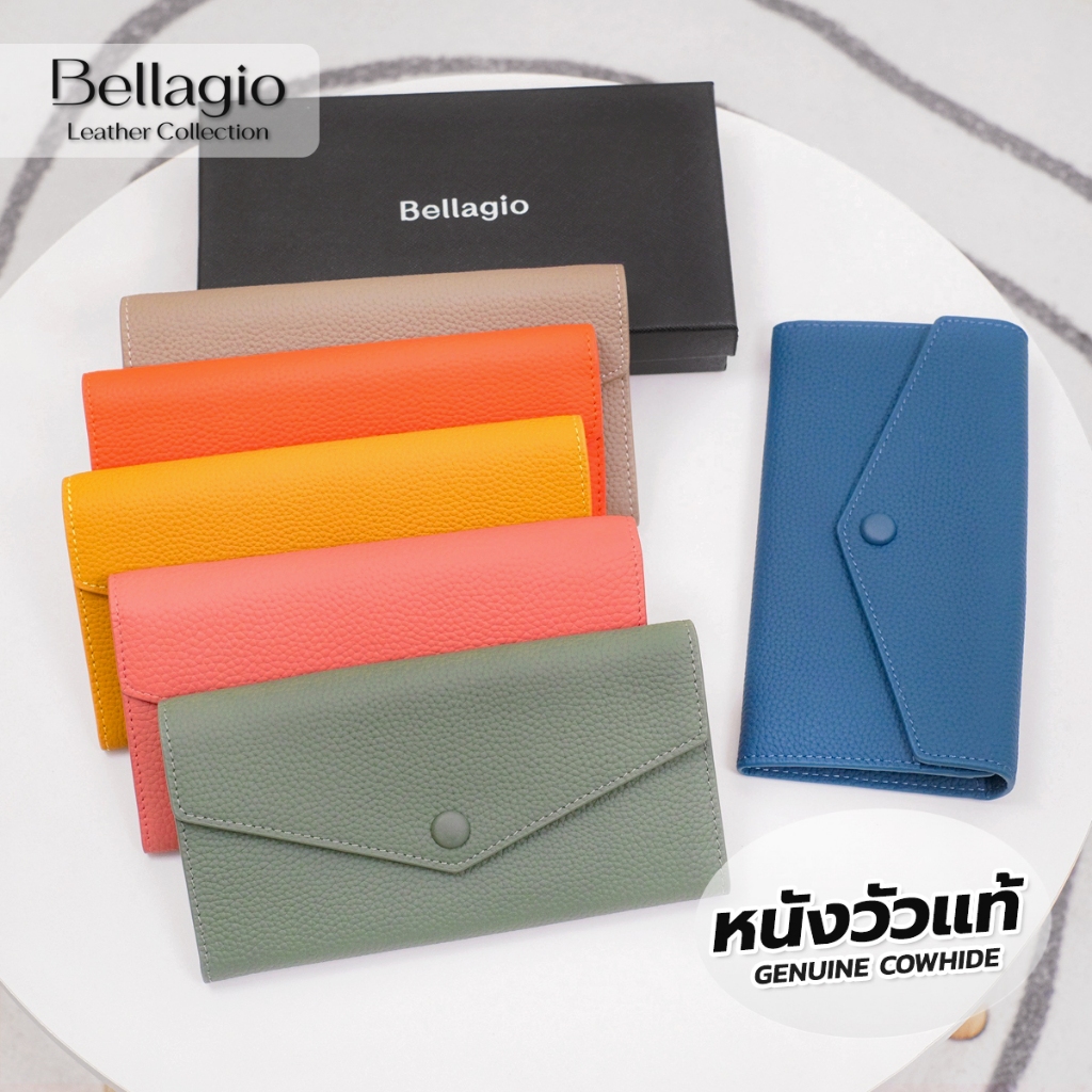 Bellagio รุ่น Verona Wallet กระเป๋าสตางค์ใบยาวหนังวัวแท้ (ทรงบางสลิม) สไตล์ Minimal