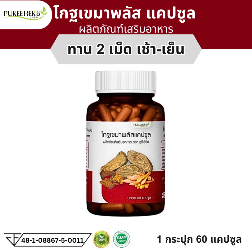 Puree Herb โกฐเขมาพลัส แคปซูล ภูรีเฮิร์บ  ปวดข้อ ปวดเข่า ปวดหลัง ปวดเอว ปวดเมื่อย