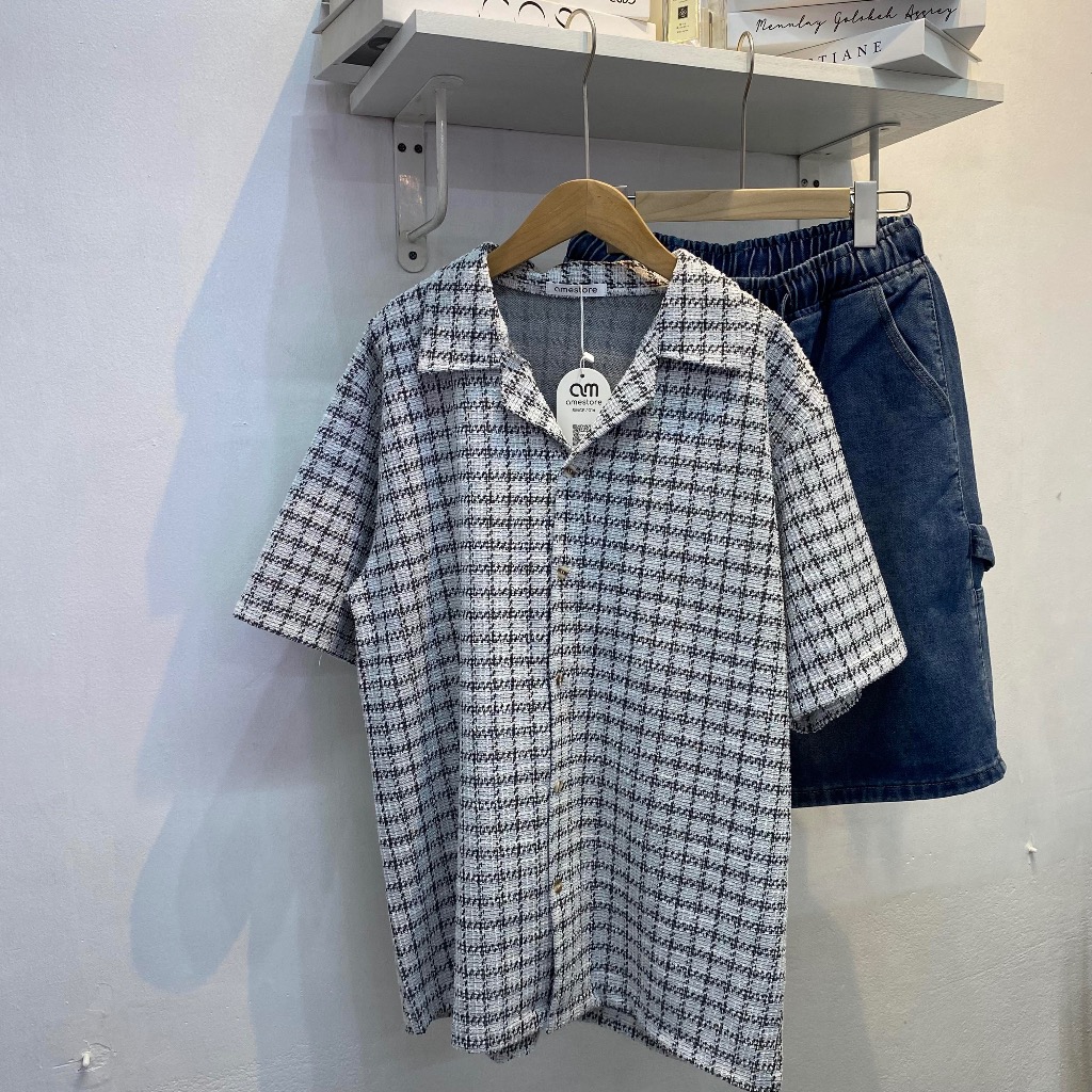 A.M BOY [เอเอ็ม บอย]  SOFT TWEED เสื้อเชิ้ตแขนสั้นผ้าทวีดเนื้อนุ่ม