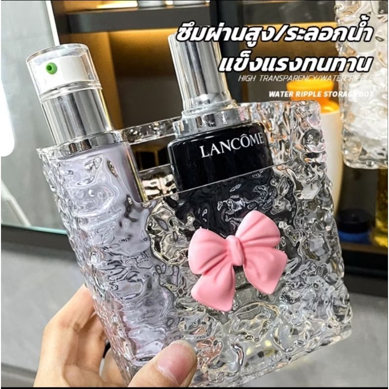 กล่องอะคิลิคใสรูปโบว์สุดคิ้วท์ ใส่เครื่องสำอางค์ ของใช้น่ารักๆ มีแถบกาวสำหรับแขวนแถมไปในตัว