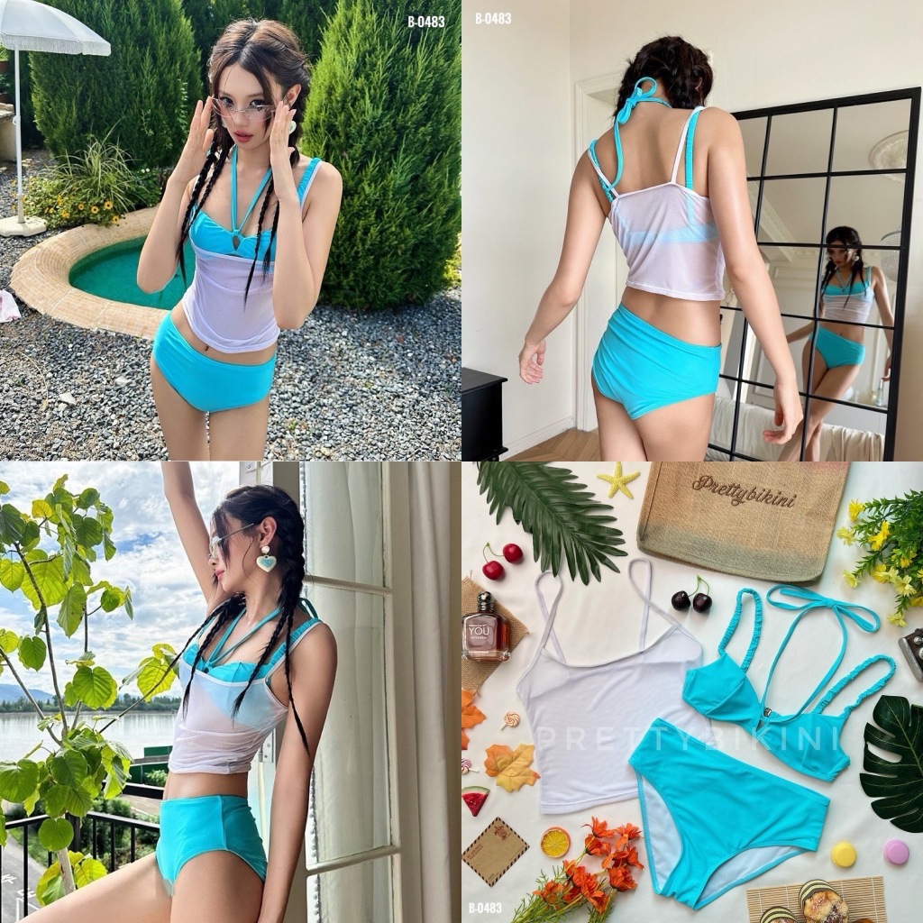 B-0483👉 Two Pieces ขาวฟ้าคือดี๊ดีค่ะ สดใสน่ารักหนักมากๆค่ะ สระว่ายน้ำ ภูเขา หรือทะเล ถ่ายรูปสวยๆได้กับทุกๆที่เลยค่ะ