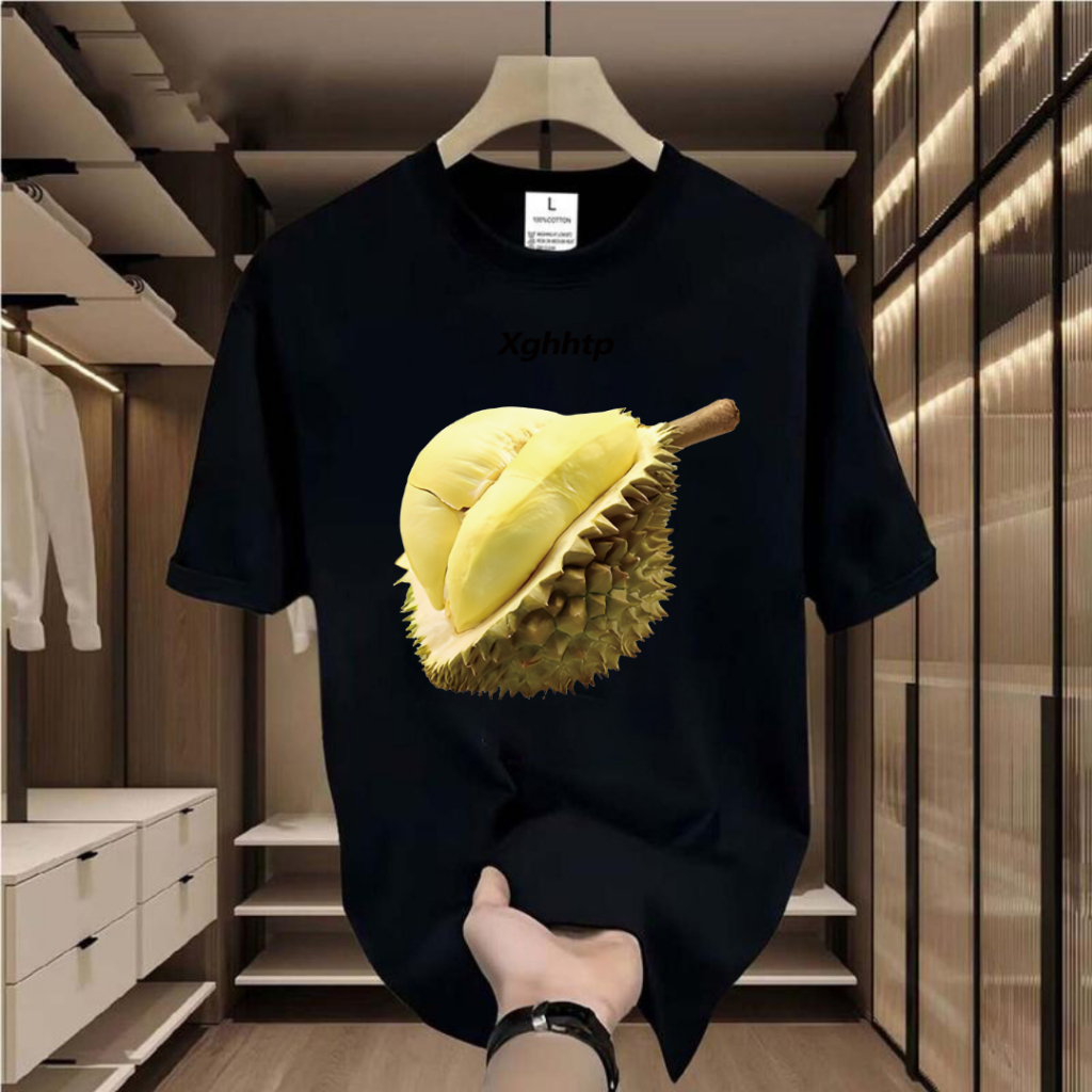 เสื้อยืดแขนสั้น สกรีนลายทุเรียนน่ารักมากๆ ดีเทลเนื้อผ้านุ่มใส่สบายระบายอากาศได้ดี เสื้อคอลเลคชั้นใหม่ สุดอินเทรน