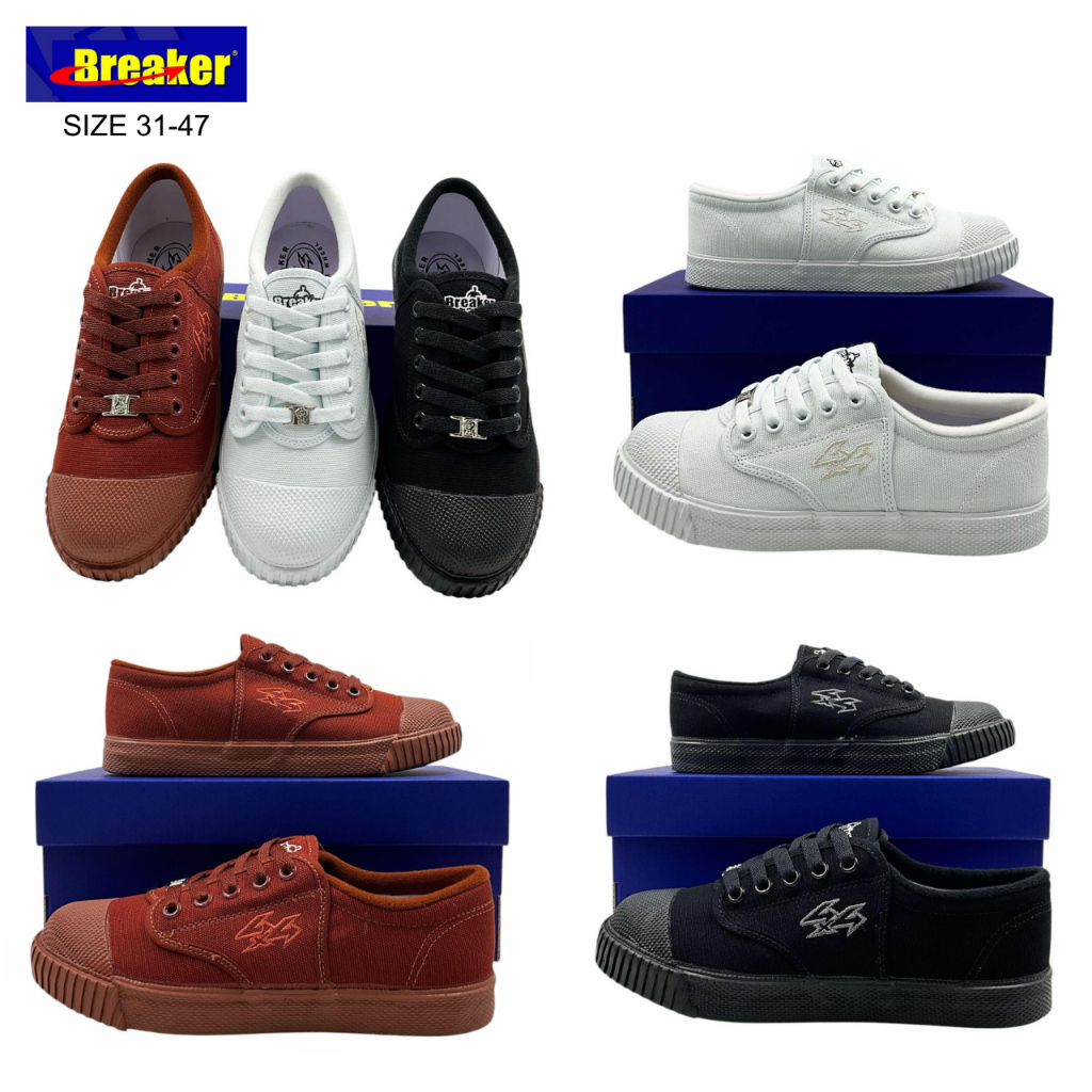 Breaker 4x4 รองเท้านักเรียนผูกเชือกไซส์ 31-47 ของแท้ %