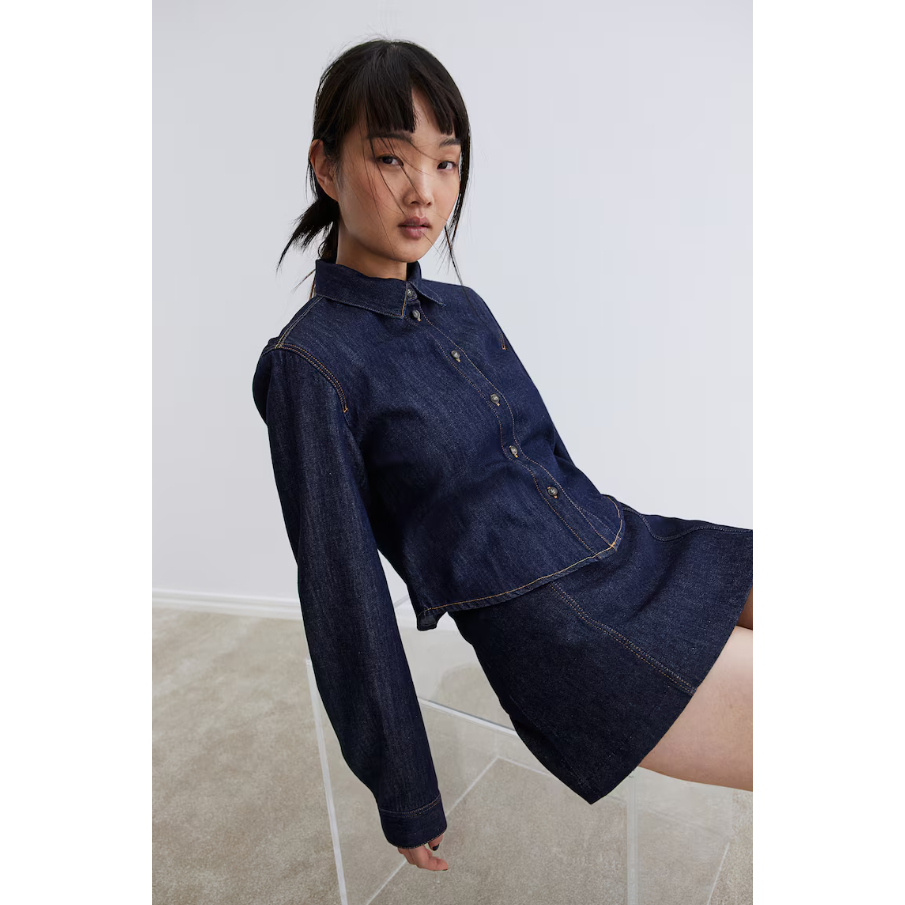 H&M Short denim shirt Women Short denim shirt 1264054_1