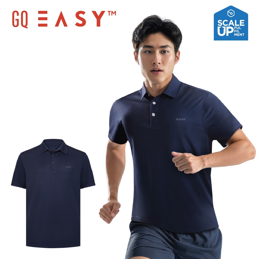 GQ Easy เสื้อโปโลกีฬา แขนสั้น แห้งไว ระบายอากาศ สีกรม ของแท้ 💯%