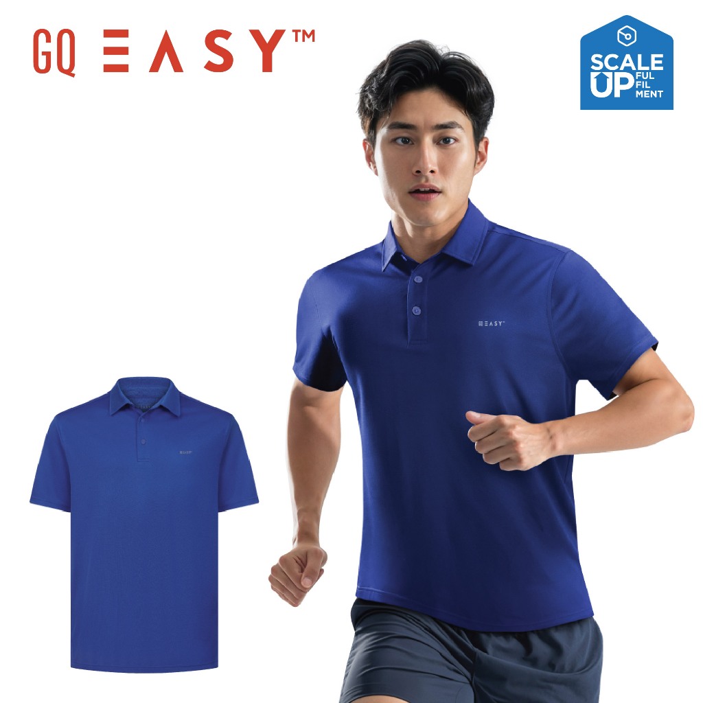 GQ Easy เสื้อโปโลกีฬา แขนสั้น แห้งไว ระบายอากาศ สีน้ำเงิน ของแท้ 💯%