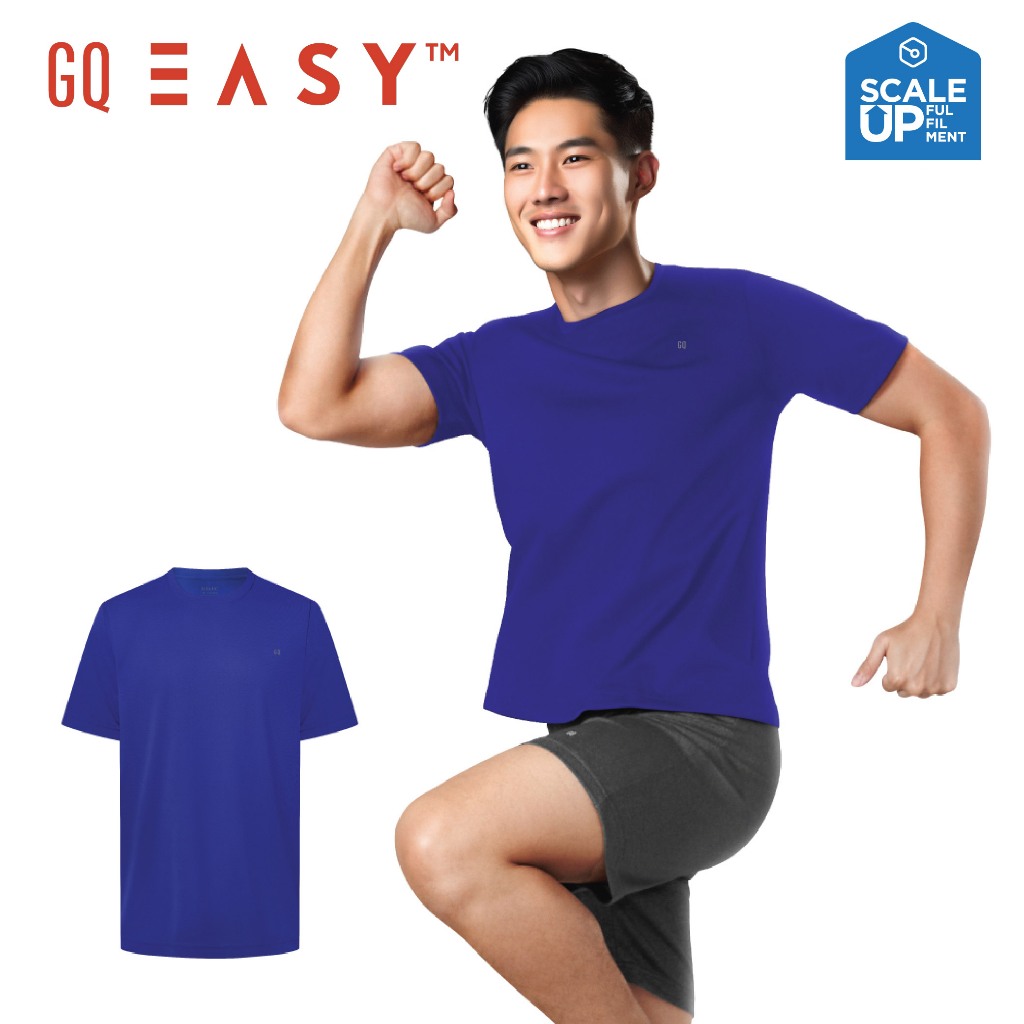 GQ Easy Sport เสื้อกีฬาคอกลม แขนสั้น เสื้อยืดคอกลม สีน้ำเงินเข้ม ของแท้ 💯%