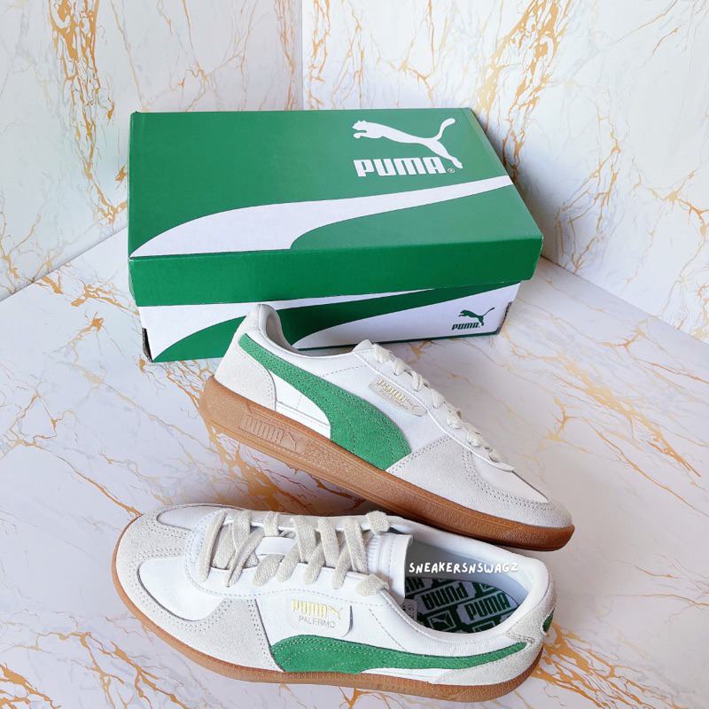 อ่านก่อนสั่งค่ะ 😊 [พรีออเดอร์] Puma Palermo Lth - (396464-07) Color: White/Vapor Gray/Archive Green