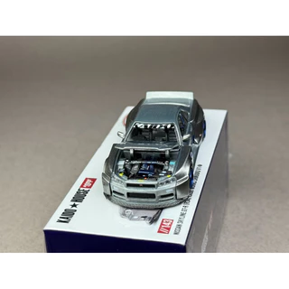 ✨Chase Car Nissan Skyline GT-R (R34) Kaido Works SHINJUKU V1 #143 Scale 1:64 ยี่ห้อ Mini gt
