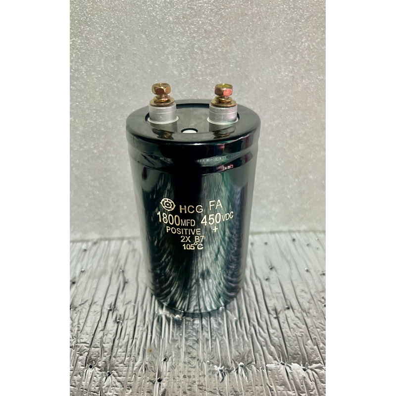 Capacitor 1800UF 450V ขนาด10.5x6.5CM. Hitachi ของใหม่ Cหัวน็อต ของแท้ของใหม่ C1800UF 450Vdc
