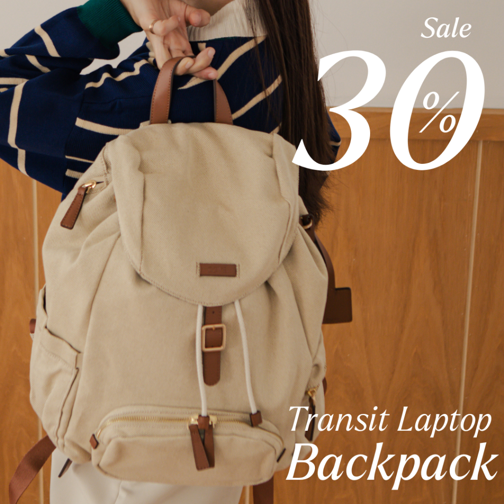 COVE Transit Laptop Backpack [ลดเพิ่ม 15% - 15MALL2000] กระเป๋าเป้ผ้าแคนวาสทูโทน สะท้อนน้ำ รองรับ macbook 13 นิ้ว