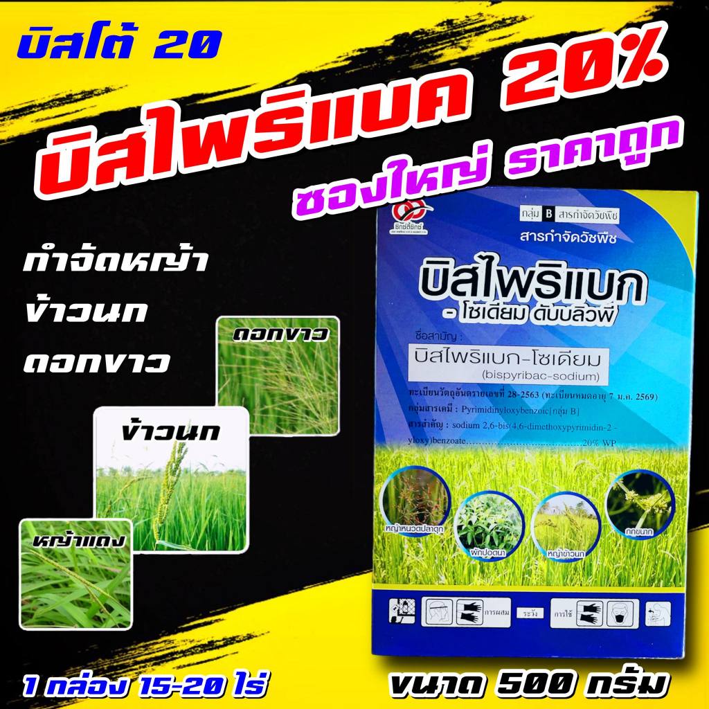 บิสไพริแบค 66 500 กรัม 🛑 บิสโต้ 20 บิสโต้ 200 บิสไพริแบคโซเดียม 20% สารกำจัดวัชพืชหญ้าข้าวนก หญ้าดอกขาว ในนาข้าว