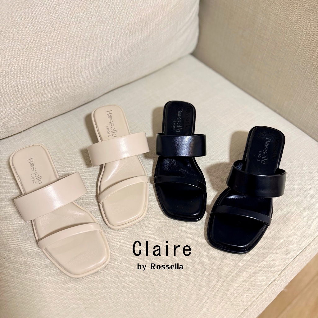 รองเท้าแตะคาดคู่ส้นสูง 2 นิ้ว ( พื้นนุ่มพิเศษ ) รุ่น Claire by Rossella