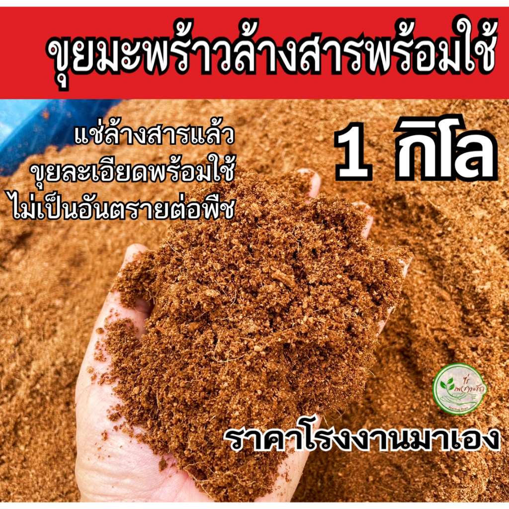 ขุยมะพร้าว ล้างสารเทนนิน ร่อนละเอียดพร้อมใช้ 1 กิโล สามารถนำไปใช้งานได้เลย  ขุยมะพร้าวร่อนละเอียด ล้างสารเทนนินพร้อมใช้