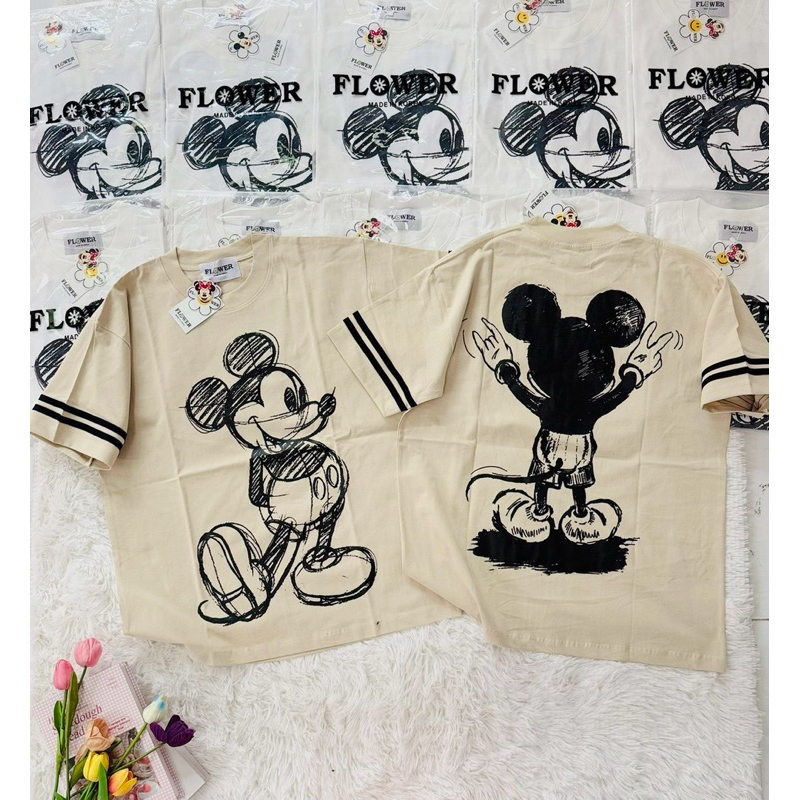 เสื้อยืดOversize(FLOWER)มิคกี้หน้าหลัง