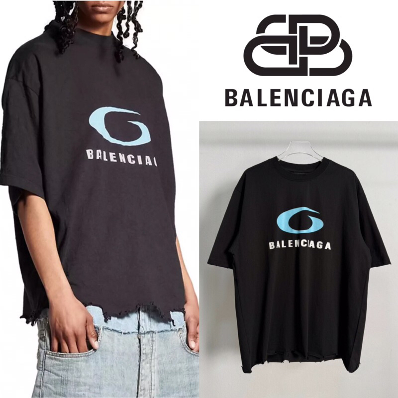 เสื้อยืดแขนสั้น Balenciaga Loop Sports Icon T-Shirt (สีดำ)