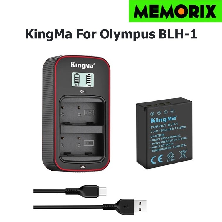 Kingma For Olympus BLH-1 (1600mAh) Rechargable Li-ion Battery / LCD Dual USB charger for Olympus EM1