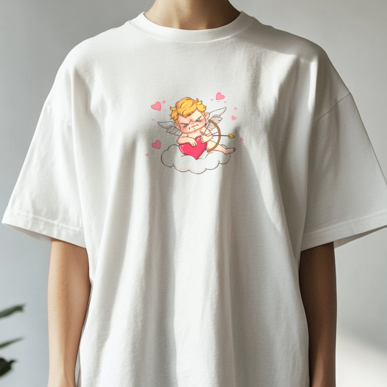 เสื้อยืด Cupidผู้เบื่อหน่ายความรัก แบรนด์ Vibeon เสื้อยืดคอกลมผ้าคอตตอนพรีเมี่ยม 100% นุ่มพิเศษ