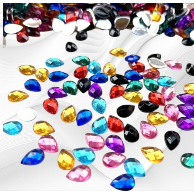 พลอยหยดน้ำ 10x14 มิล 100เม็ดมีรู