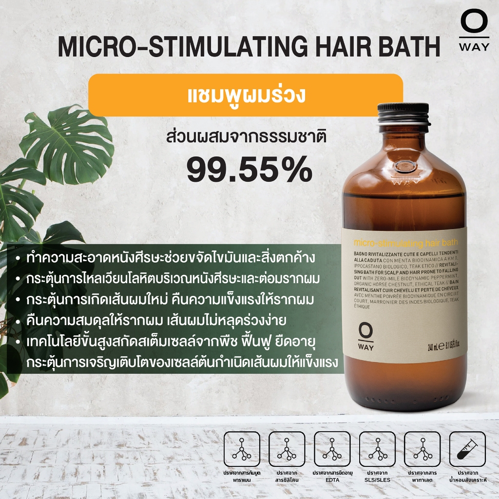 Oway Micro-Stimulating Hair Bath โอเวย์แชมพู สำหรับผมร่วง สูตรออร์แกนิค กระตุ้นการเกิดเส้นผมใหม่