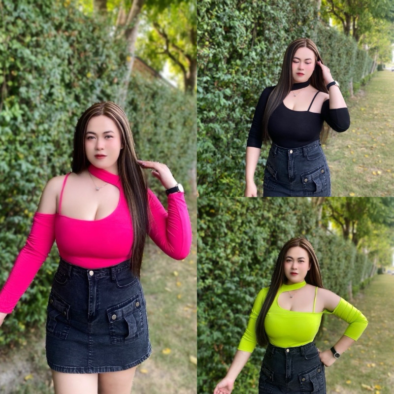 N39-S2H2🌹 ไหล่ I ผ้า เรย่อน เนื้อนิ่ม ไหล่แยก คอแต่งโชว์เกอร์  แต่งสายเดี่ยว อก36-48”  ยาว 20-21”