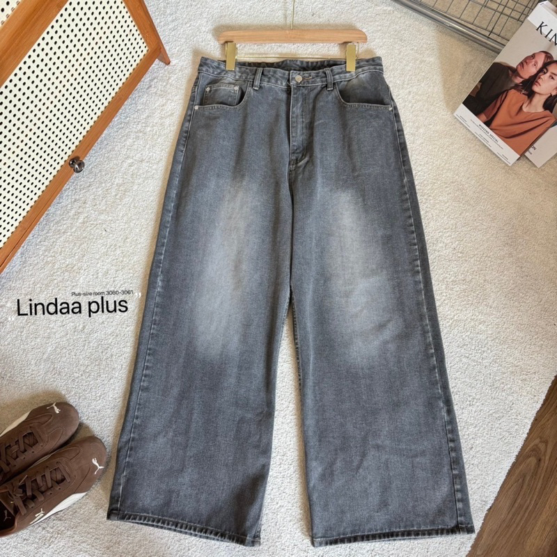 กางเกงยีนส์สีเทา baggy jeans สาวอวบ เอว 34-46 กางเกงยีนส์เท่ๆ