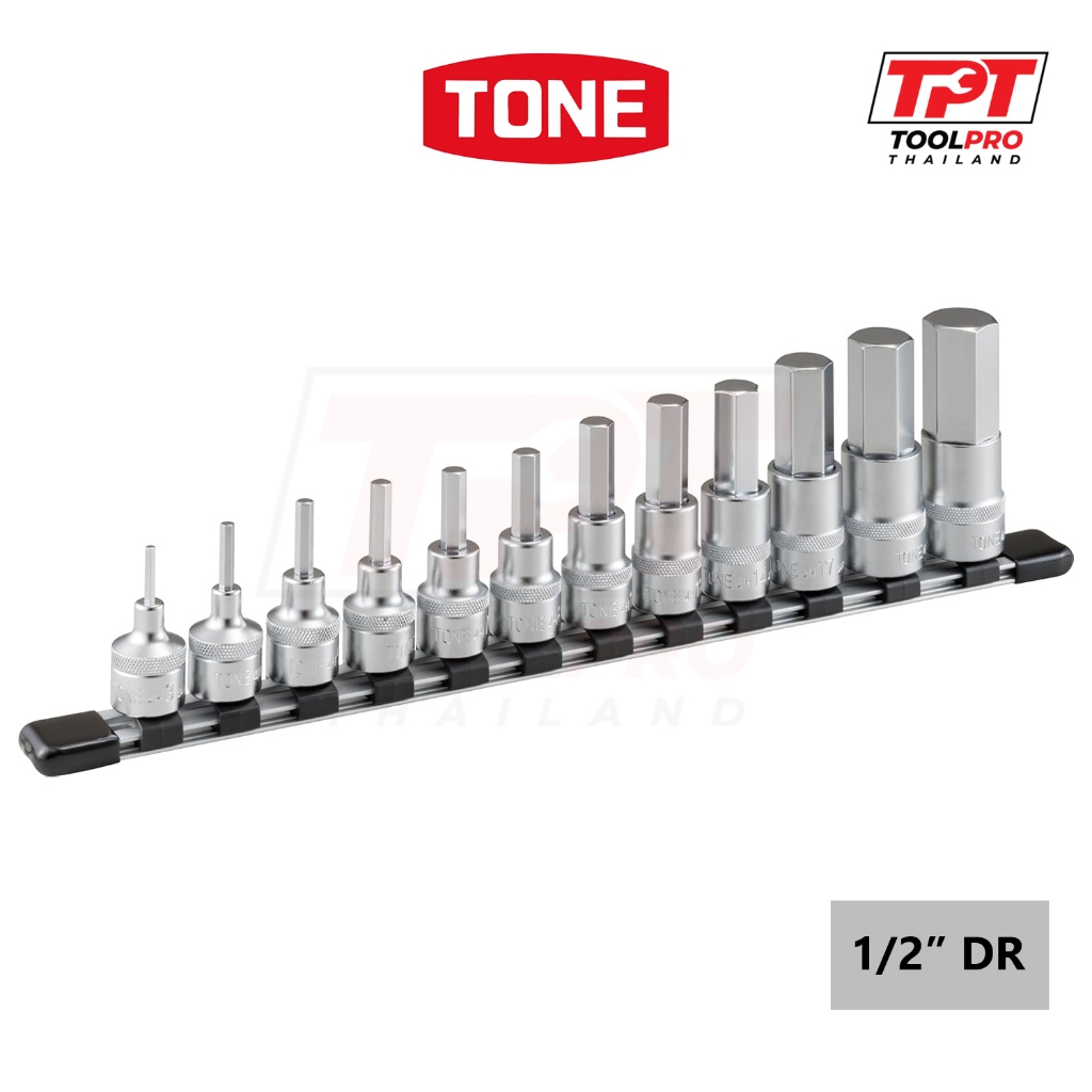 TONE ชุดลูกบล็อกเดือยโผล่ หกเหลี่ยม 1/2", Hex Socket Set (HH412)