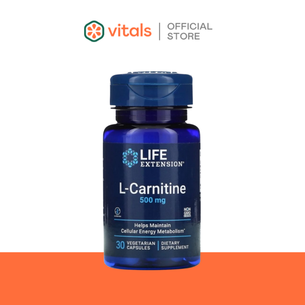 Life Extension L-Carnitine 500 mg (30 capsules) l ไลฟ์เอ็กเท็นชั่น ช่วยเผาผลาญไขมัน เพิ่มพลังงาน ควบคุมเบาหวาน