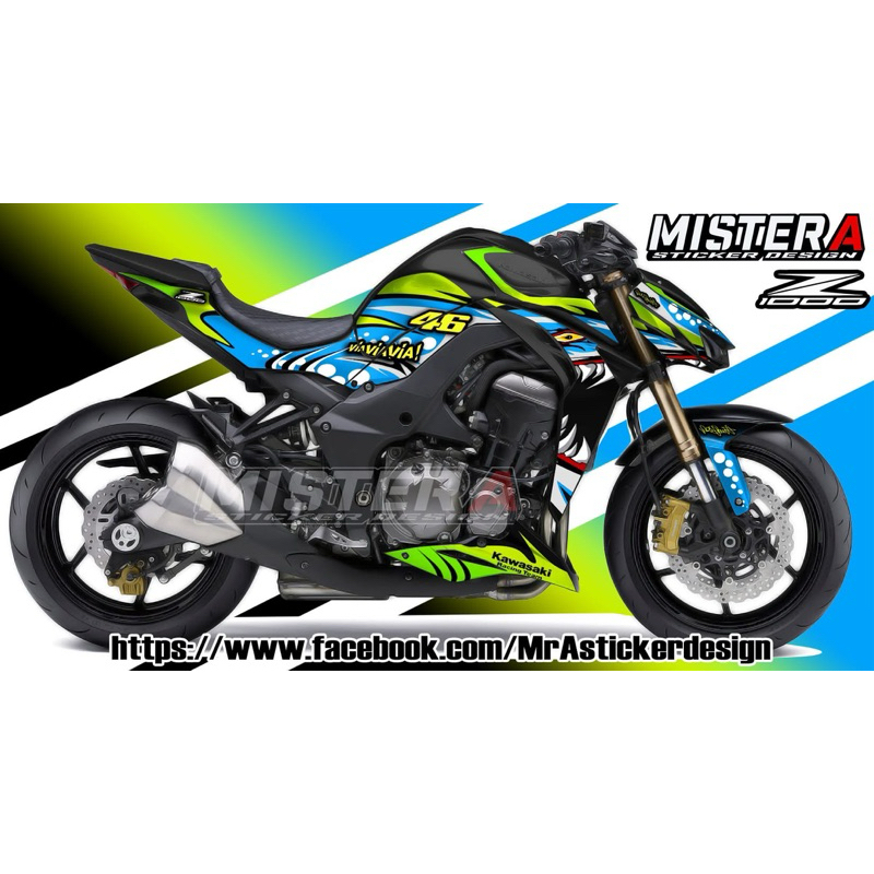 (Mr.AM) ชุดสติ๊กเกอร์ [เกรด Premium] Kawasaki Z1000 (SHARK)