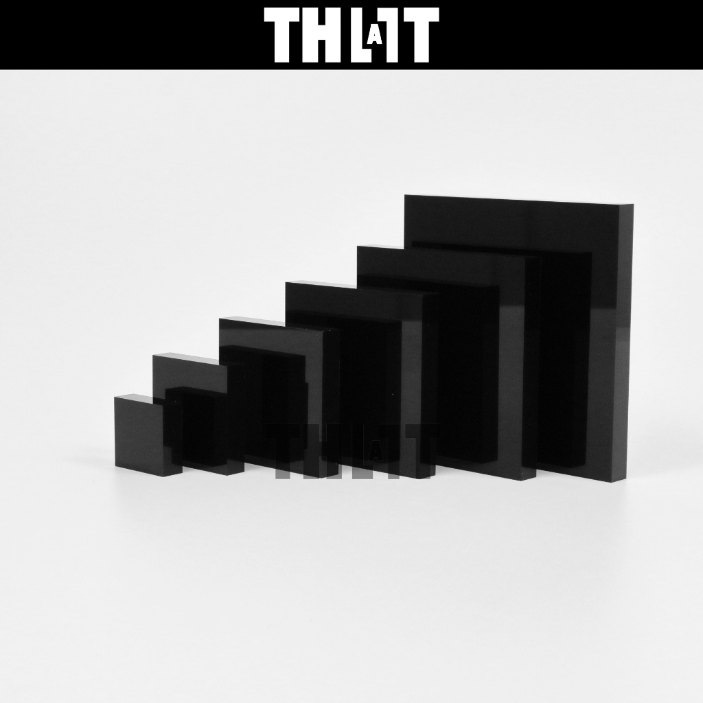 ฐานอะคริลิคดำเงา แบบสี่เหลี่ยมหนา 1.5 Cm Display prop แท่นวางถ่ายสินค้า พร็อพถ่ายรูป Thatisall.