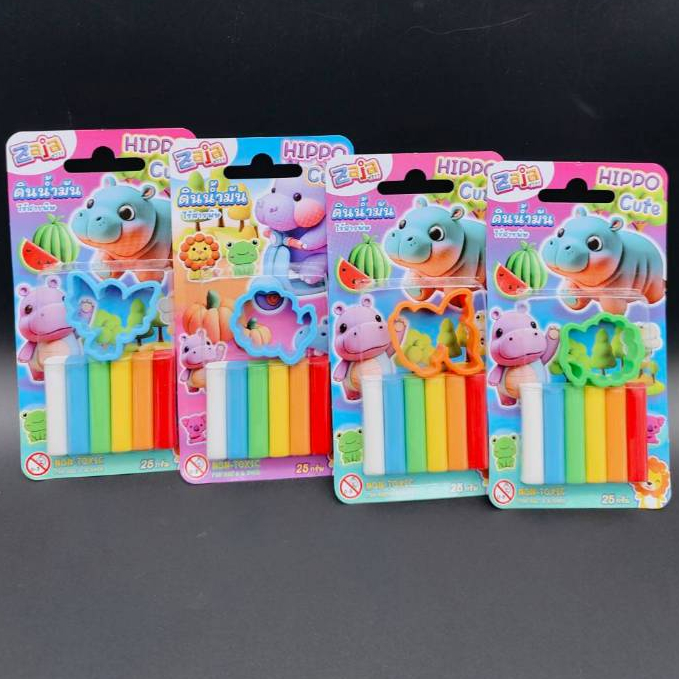 (แพ็ค 12 ชุด) ดินน้ำมัน 6 สี 25 กรัม+ปั้มการ์ตูน(เล็ก) ไร้สารพิษ คุณภาพสูง non-toxic plasticine