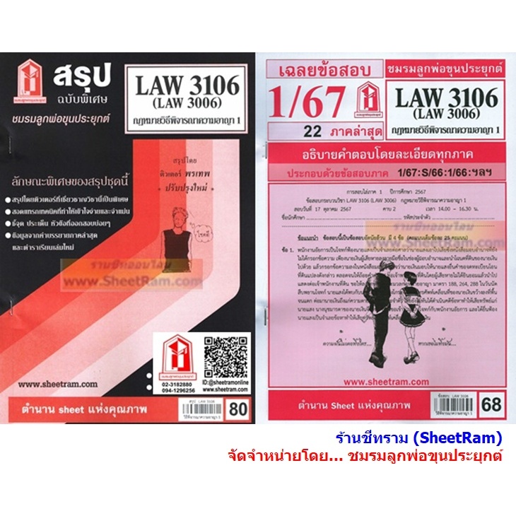 ชีทราม LAW3106 / LAW3006 / LA306 / LW308 เฉลยกฏหมายวิธีพิจารณาความอาญา 1