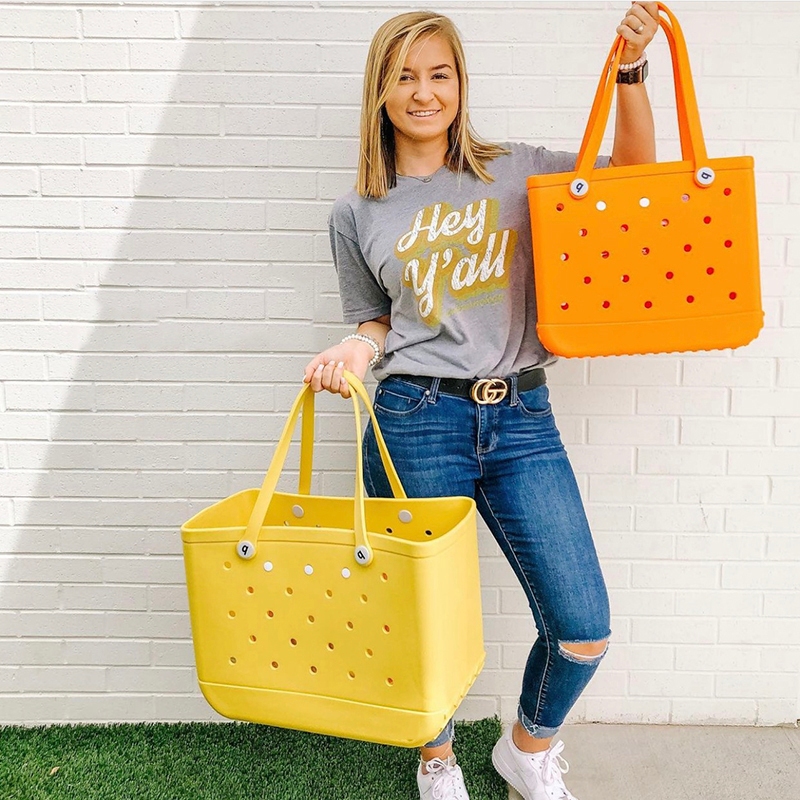 【 】 กระเป๋าชายหาดดีไซน์เก๋ ขนาด 46*32*23cm กระเป๋าสะพาย EVA กันน้ำ  มีหลายสี สไตล์มินิมอล COD