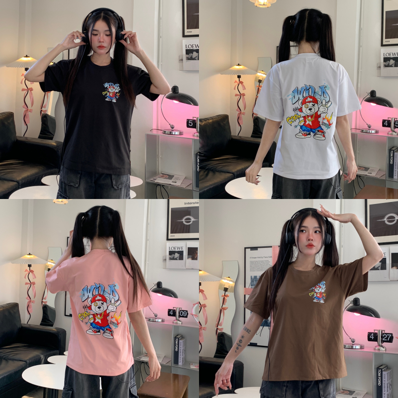 🌈SpinnyHouse🌈เสื้อทรงโอเวอร์ไซต์ UNISEX 💥มีไซส์ S-3XLสกรีนลายเท่ สายสตรีทสุด รุ่น เสื้อยืดBear Cool