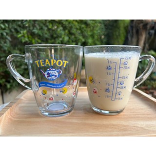 (เซท 5 ใบ) แก้วตวงทีพอทมีหูจับ 8oz/250ml สเกลสีฟ้ามาตรฐาน
