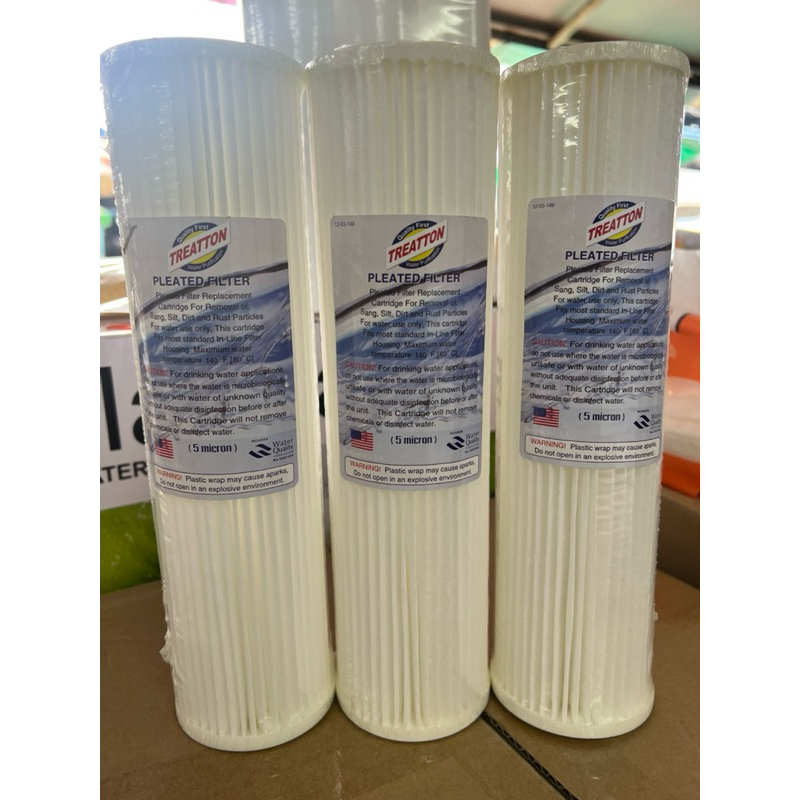 ไส้กรอง แบบจีบ10นิ้ว เส้นผ่าศูนย์กลาง2.5 1ชุด (3ตัว)