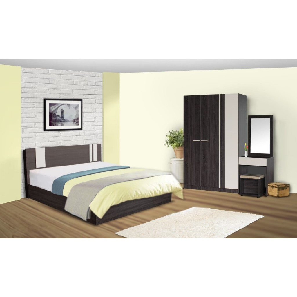 SOLOMON ชุดห้องนอน Charlotte จบในเซ็ตเดียวมีให้เลือก 2 สี ASHBROWN / SOLID ขนาด 5 ฟุต