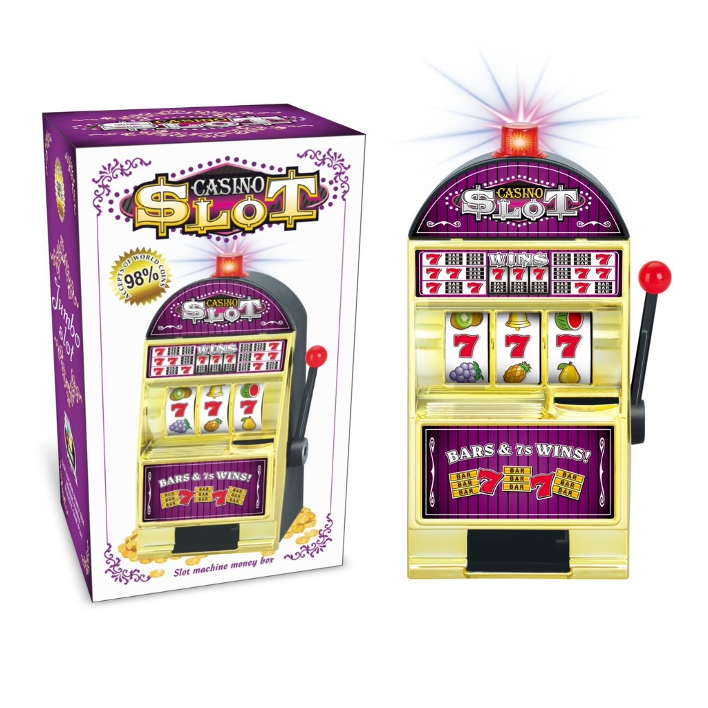 เกมตู้สล็อตแมชชีนบิงโก SLOT หยอดเหรียญได้จริง ออมสินได้ ใส่ถ่าน ของเล่นเด็ก มีเสียง มีไฟ TY24