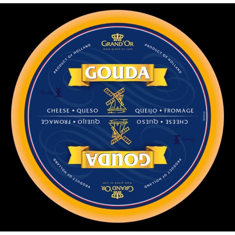 grand'or gouda cheese wheel 48% Fat 450-550g  -  เกาด้าชีส ตรา แกรนด์ออร์ ขนาด 450-550กรัม.