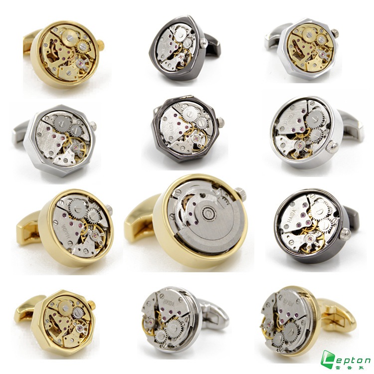 Brand Designer Watch Movement Cufflinks For Mens Business Wedding Shirt Cuff Links Gear Mechanism Fu