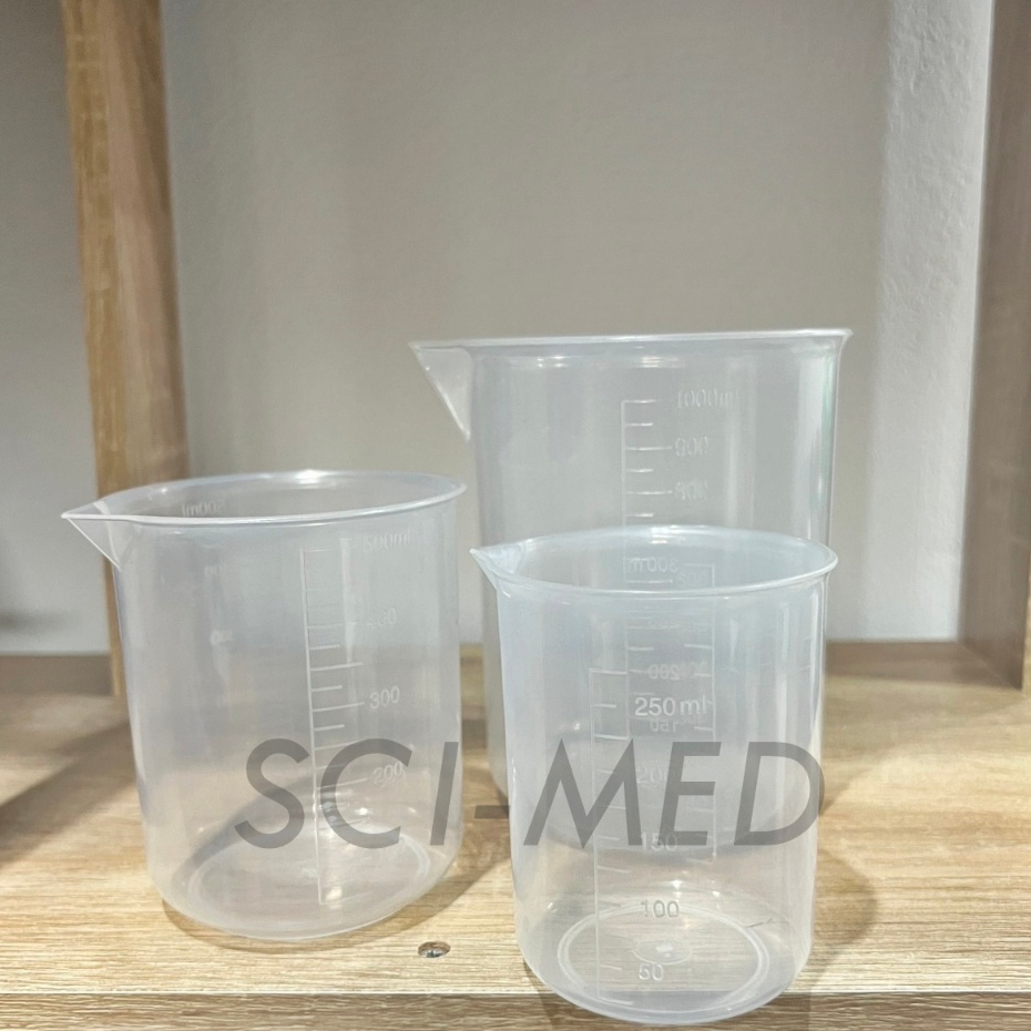 บีกเกอร์พลาสติก (ไม่มีหูจับ) 500,1000ml Beaker Plastic (PP)