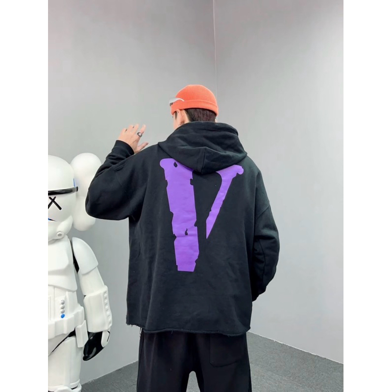 [ของแท้💯%]VLONE PURPLE/BLACK LOGO HOODIE