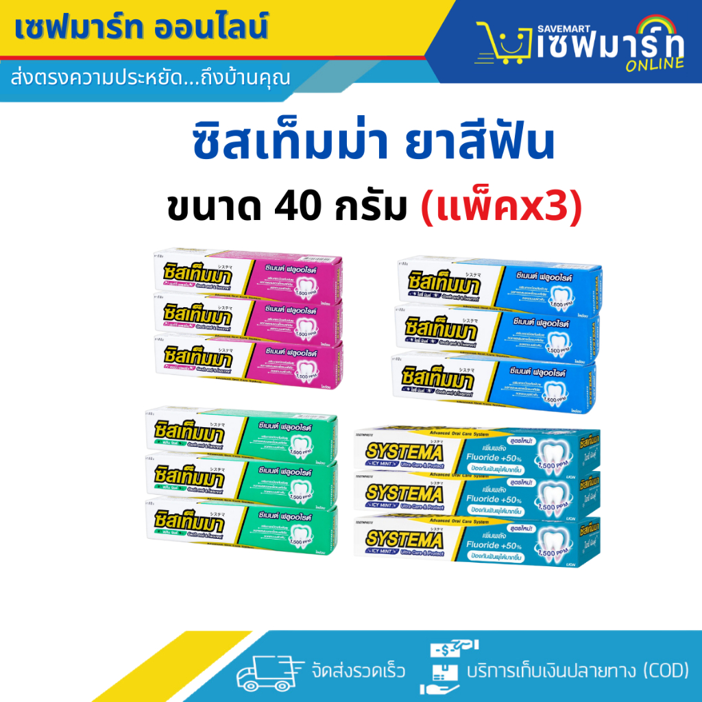 ซิสเท็มมา ยาสีฟัน สูตร แคร์ & โพรเทคท์ ขนาด 40 กรัม (แพ็ค X3 )