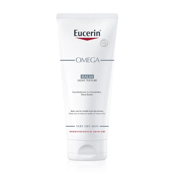 Eucerin Omega BALM Light Texture 200ml. ยูเซอรีน โอเมก้า บาล์มบำรุงผิว เนื้อบางเบา เหมาะสำหรับผู้มีปัญหาผิวแห้งแดงคัน ราคา ถูกที่สุด ดีลบีเคเค