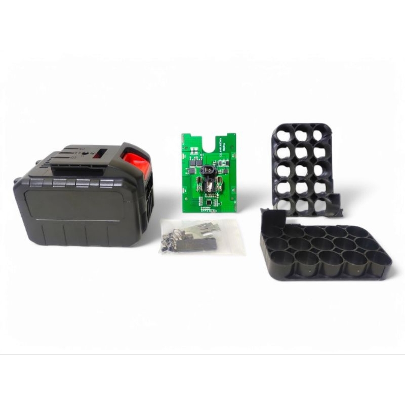 ( ร้านไทย 🇹🇭 พร้อมส่ง ) ชุดกล่องแบตสว่านไร้สายพร้อม BMS ใส่ถ่าน 18650 ได้ 15 ก้อน