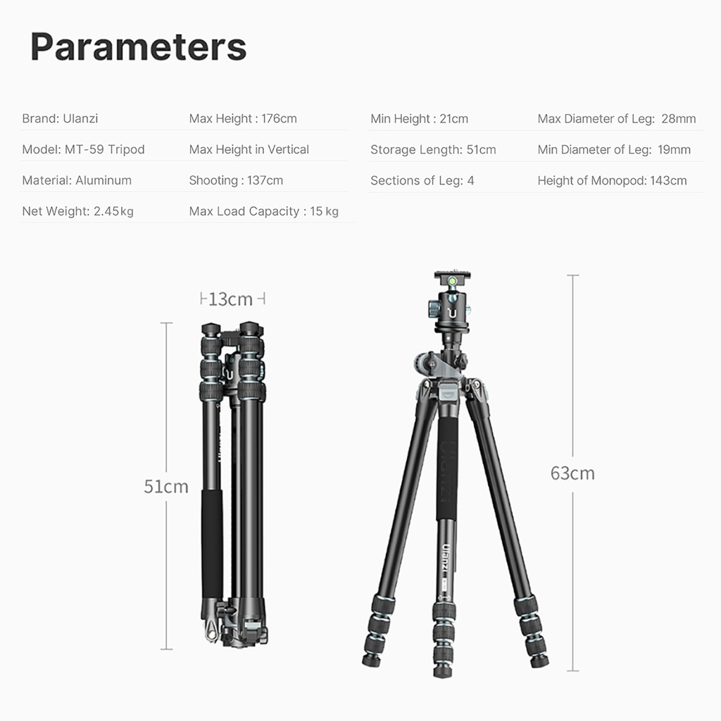 Ulanzi MT59 Multifunction Camera Tripod ขาตั้งกล้อง DSLR แบบ Top View ถ่าย Macro/ Overhead Shot