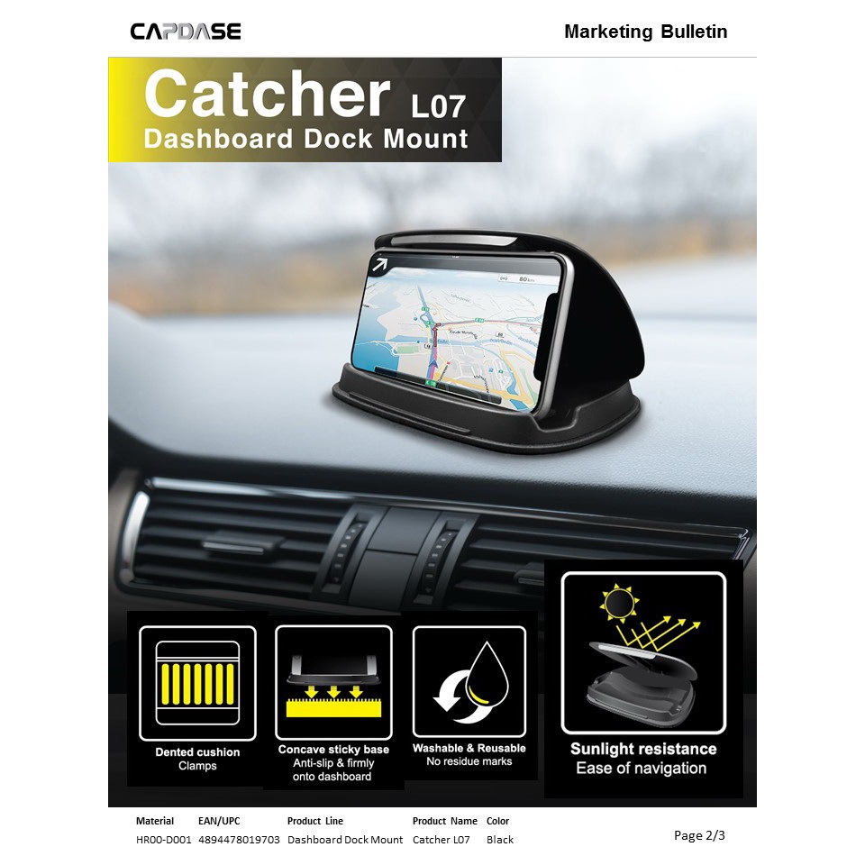 CAPDASE Catcher Dashboard Dock Mount L07 / ที่วางโทรศัพท์มือถือในรถ