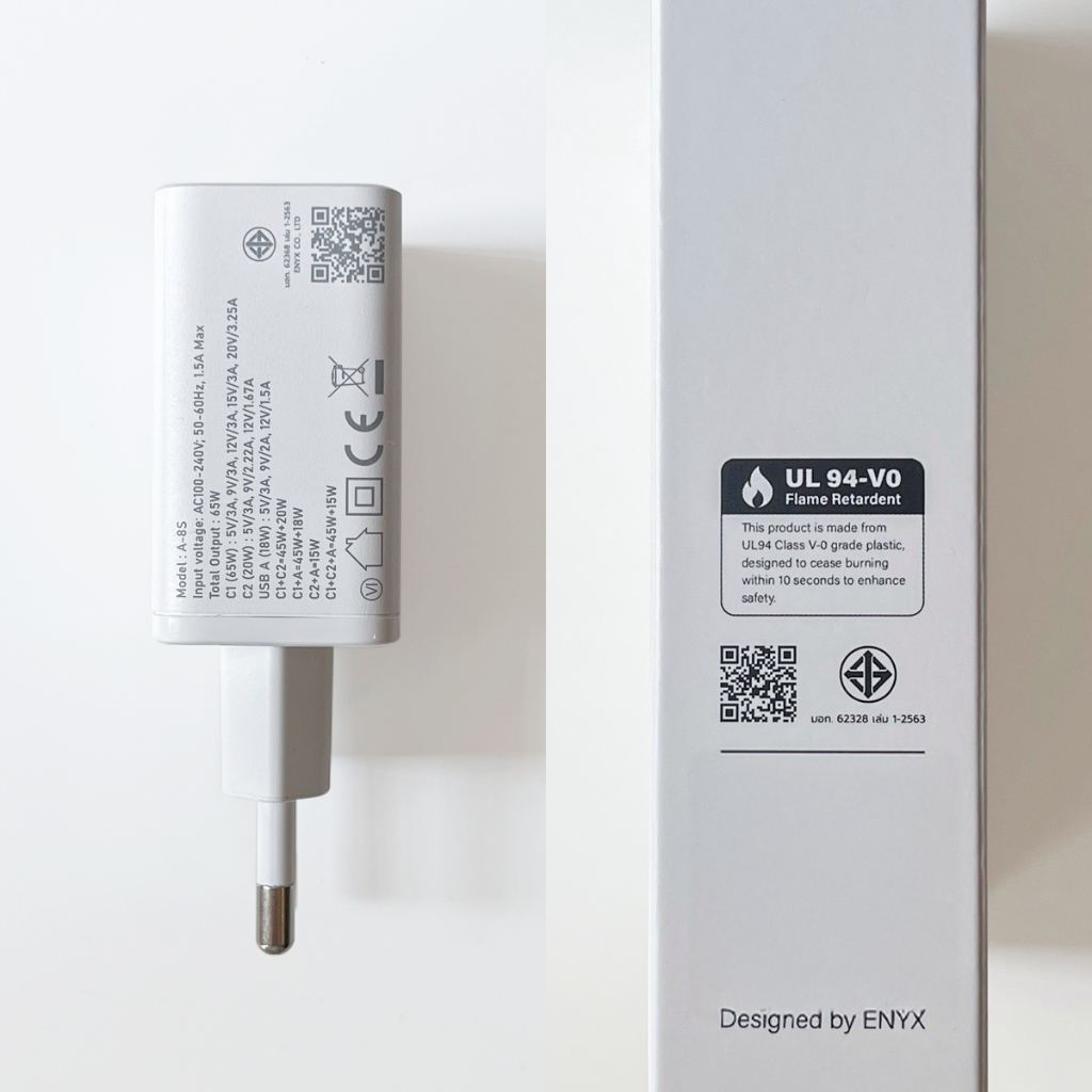 ENYX NEXIUS หัวชาร์จ A8S PD 65W ชาร์จเร็ว Fast Charge USB C 3.0 Adaptive Charger Samsung 1OS Android - รูปที่ 7