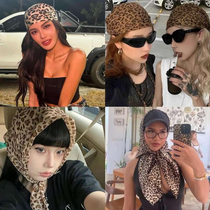 (ส่งจากไทยทุกวัน )ผ้าโพกผมลายเสือ ที่คาดผมลายเสือ ผ้าโพกผม Leopard ที่โพกผม มีรูปงานจริงรูปสุดท้าย วิดีโองานจริง